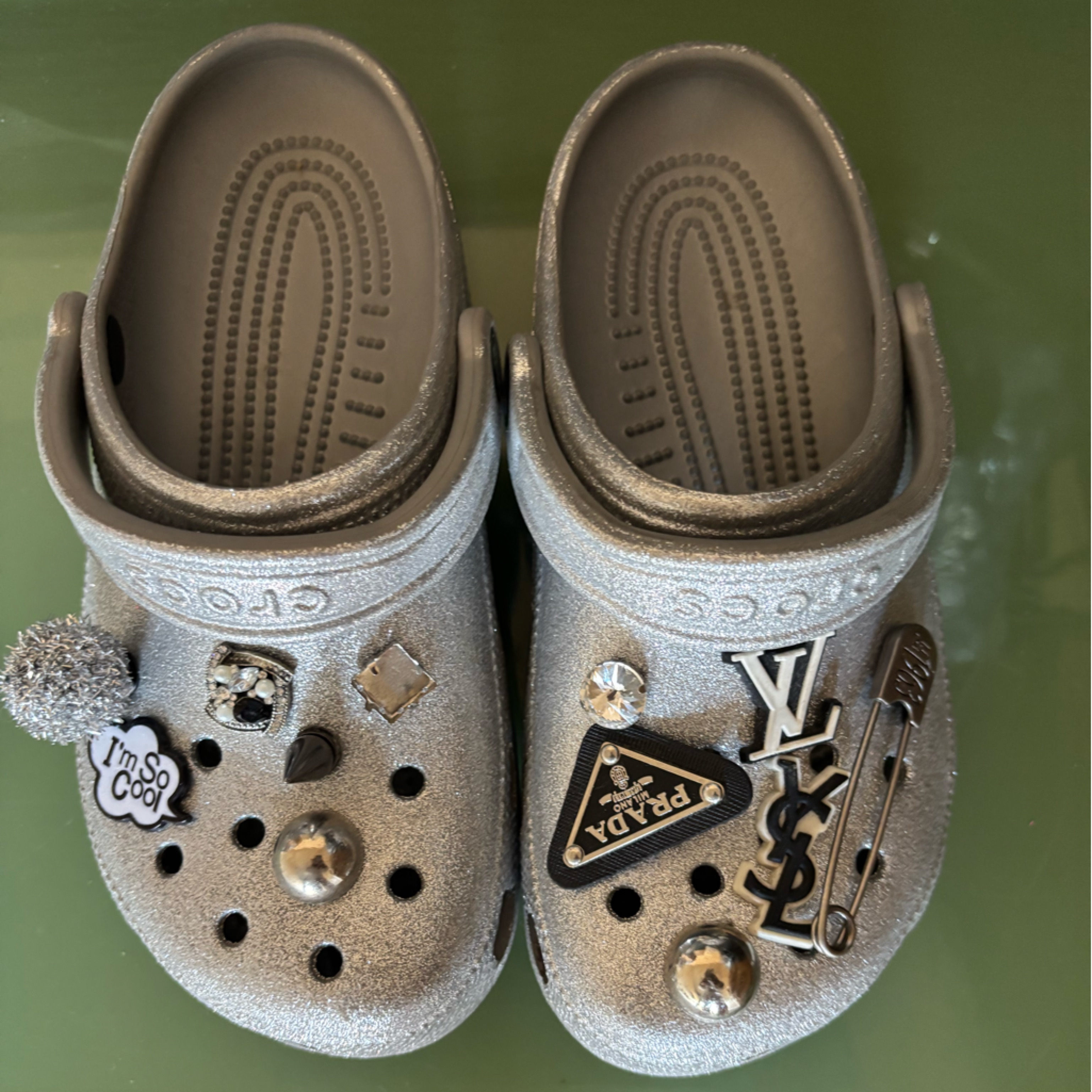 Crocs Glittery Silver Crocs